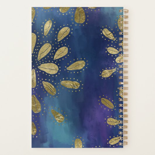 Blue and Gold with Motivational Quote Planner (Achterkant)