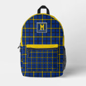 Blue and gold yellow checkered plaid Pittsburgh Bedrukte Rugzak (Voorkant)