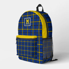 Blue and gold yellow checkered plaid Pittsburgh Bedrukte Rugzak