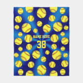 Blue and Gold Yellow Personal Softball Blanket Fleece Deken (Voorkant)