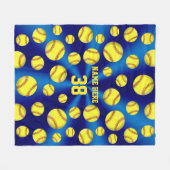 Blue and Gold Yellow Personal Softball Blanket Fleece Deken (Voorkant (Horizontaal))