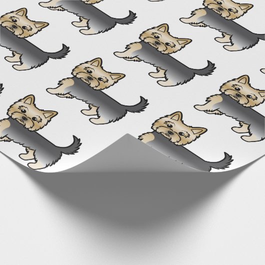 Blue and Gold Yorkshire Terrier Cute Dog Pattern Cadeaupapier (Hoek)