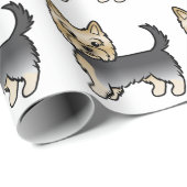 Blue and Gold Yorkshire Terrier Cute Dog Pattern Cadeaupapier (Rol Hoek)