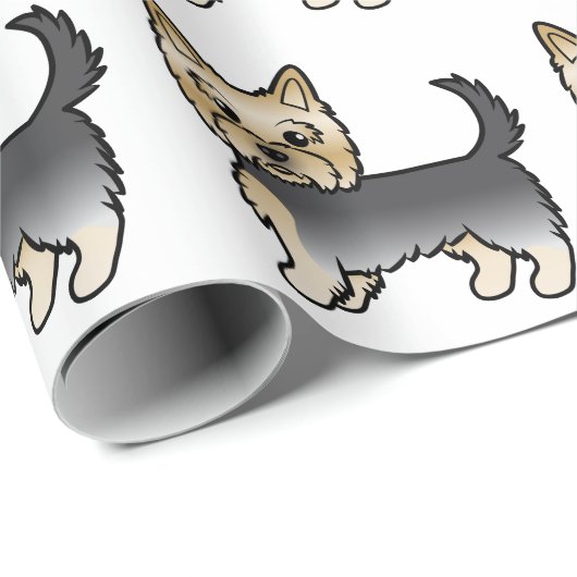 Blue and Gold Yorkshire Terrier Cute Dog Pattern Cadeaupapier (Rol Hoek)