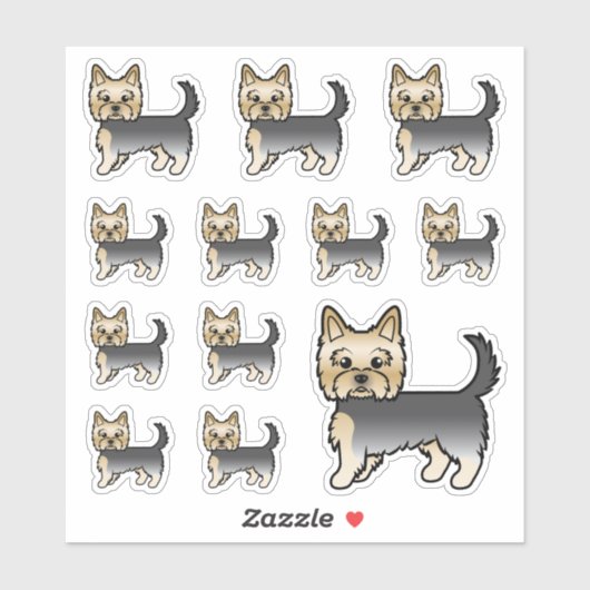 Blue and Gold Yorkshire Terrier Dogs Sticker (Vel)