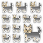 Blue and Gold Yorkshire Terrier Dogs Sticker (Voorkant)