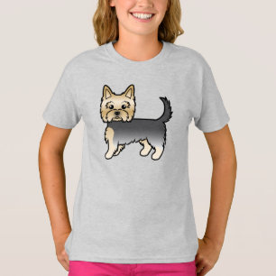 Blue and Gold Yorkshire Terrier Yorkie Cartoon Dog T-shirt