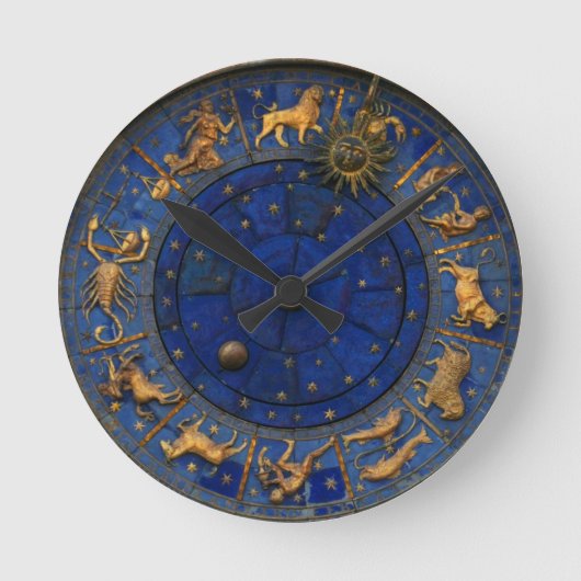 Blue and gold zodiac astrology celestial p ronde klok (Voorkant)