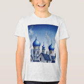  Blue and gray cityscape Tri-Blend Shirt (Voorkant)