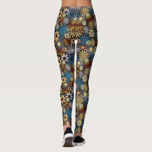 Blue and Gray Daisies Leggings (Achterkant)