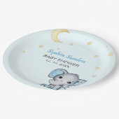 Blue and Gray Elephant Baby Shower boy Papieren Bordje (Gekanteld)