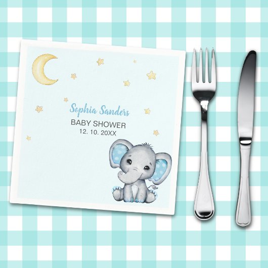 Blue and Gray Elephant Baby Shower  Servet