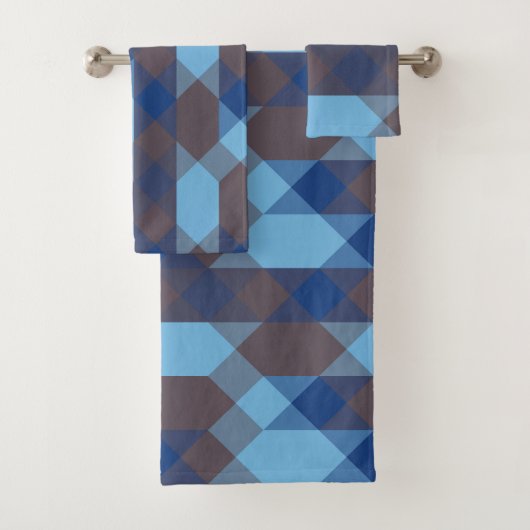 Blue and Gray geometric Bad Handdoek (Insitu)