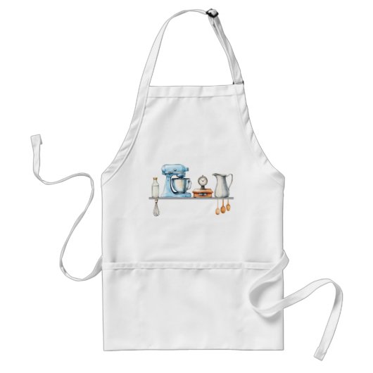 Blue and Gray Kitchen Utensils Standaard Schort (Voorkant)
