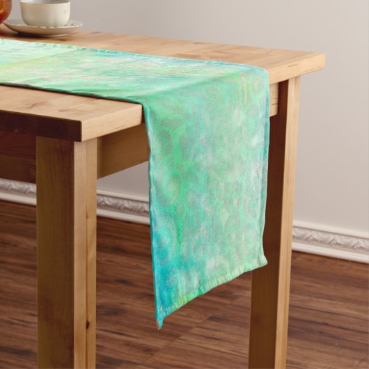 Blue and Green Abstract Art Table Runner Korte Tafelloper (Voorbeeld)