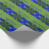Blue and Green Abstract Pattern Happy Birthday Cadeaupapier (Hoek)