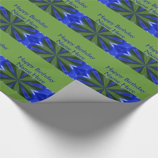 Blue and Green Abstract Pattern Happy Birthday Cadeaupapier (Hoek)