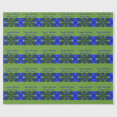 Blue and Green Abstract Pattern Happy Birthday Cadeaupapier (Vlak)