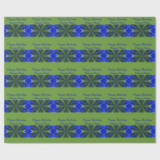 Blue and Green Abstract Pattern Happy Birthday Cadeaupapier (Vlak)