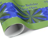 Blue and Green Abstract Pattern Happy Birthday Cadeaupapier (Rol Hoek)