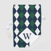 Blue and Green Argyle Monogrammed Golfhanddoek (Insitu)