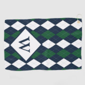 Blue and Green Argyle Monogrammed Golfhanddoek (Horizontaal)