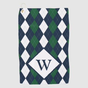 Blue and Green Argyle Monogrammed Golfhanddoek