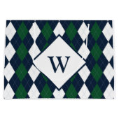 Blue and Green Argyle Monogrammed Groot Cadeauzakje (Voorkant)