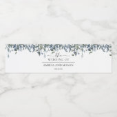 Blue and Green Botanical Greenery Wedding  Waterfles Etiket (Enkel label)