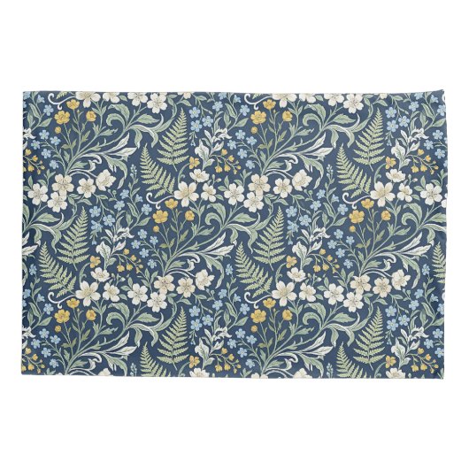 Blue and green botanical pattern kussensloop (Achterkant)