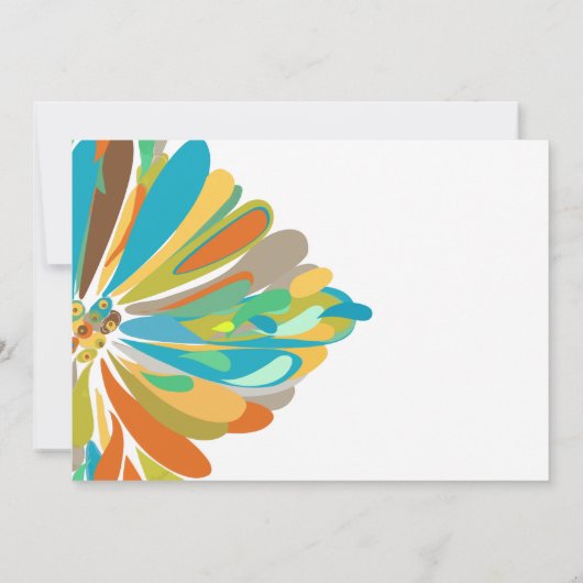 Blue and Green Chrysanthemum Wedding Invitation Kaart (Achterkant)