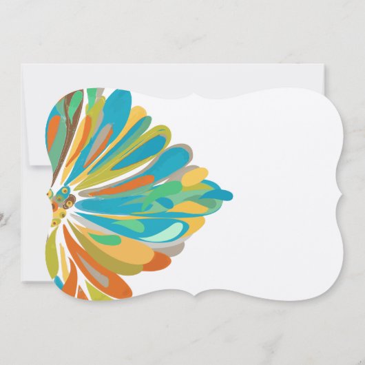 Blue and Green Chrysanthemum Wedding Invitation Kaart (Achterkant)