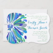 Blue and Green Chrysanthemum Wedding Invitation Kaart (Voorkant)