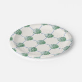 Blue and Green Clam Seashell Bord met geruit papie (Gekanteld)