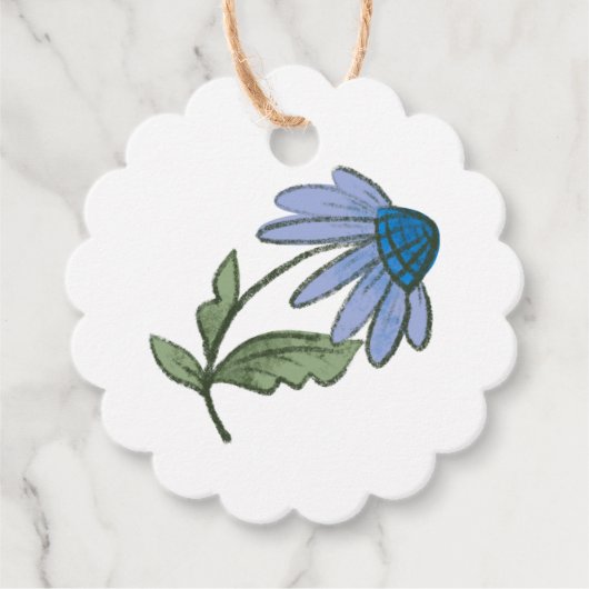 Blue and Green Coneflower Thank You Bedankjes Labels (Voorkant)