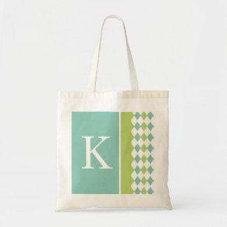Blue and Green Diamond Monogram Bag Tote Bag