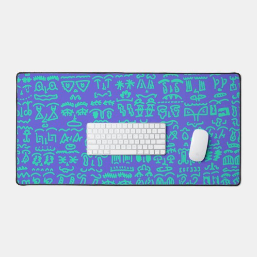 Blue and Green Doodle Desk Mat – Abstract Artistic (Keyboard & Muis)
