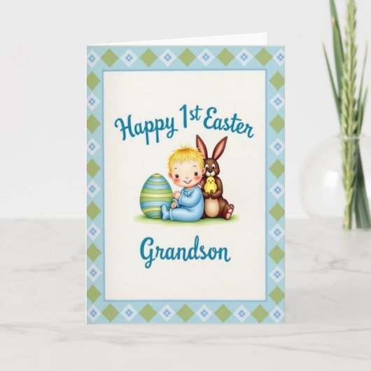 Blue And Green Easter Card Kaart (Voorkant)