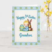 Blue And Green Easter Card Kaart (Gele Bloem)