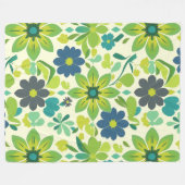 Blue and Green Floral Fleece Blanket (Voorkant (Horizontaal))