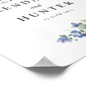 Blue and green floral wedding sign poster (Hoek)