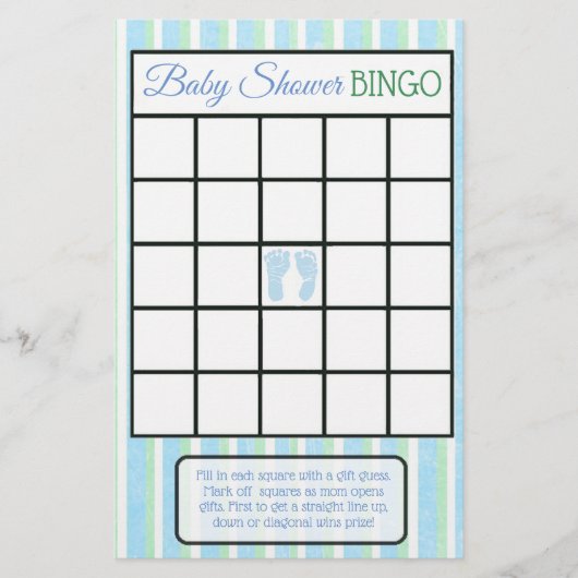 Blue and Green Footprint Boy baby shower games Flyer (Voorkant)