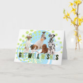 Blue and Green Funny Pack of Dogs krijgen goed Kaart (Gele Bloem)