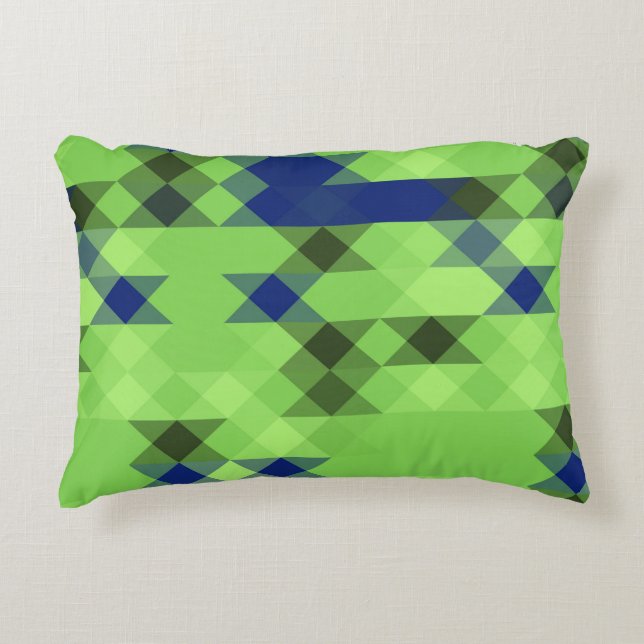 blue and green geometric pattern accent kussen (Voorkant)