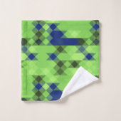 blue and green geometric pattern bad handdoek (Wasdoekje)