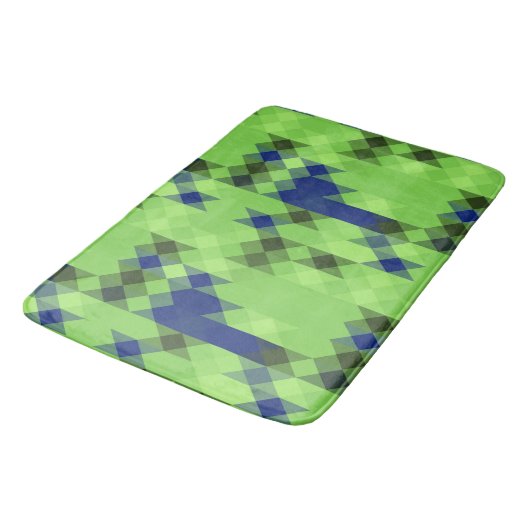 blue and green geometric pattern badmat (Gekanteld)