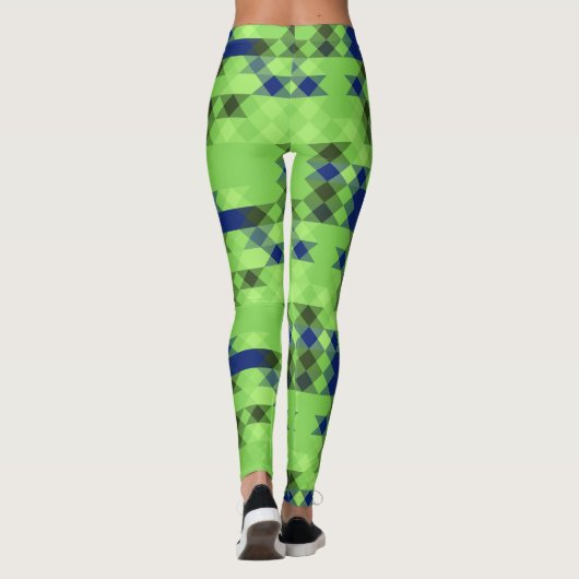 blue and green geometric pattern leggings (Achterkant)