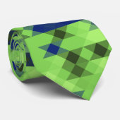 blue and green geometric pattern stropdas (Opgerold)
