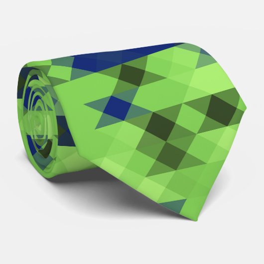 blue and green geometric pattern stropdas (Opgerold)