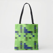 blue and green geometric pattern tote bag (Voorkant)
